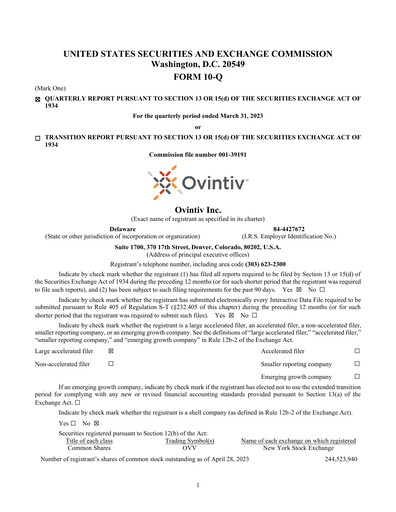 Vorschaubild Ovintiv Quartalsbericht 2023-q1