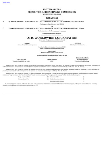 Thumbnail Otis Worldwide Quarterly Report 2020-q2