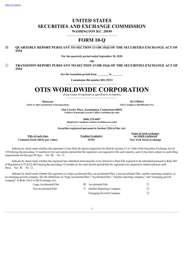 Thumbnail Otis Worldwide Quarterly Report 2020-q3