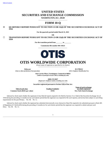 Thumbnail Otis Worldwide Quarterly Report 2021-q1