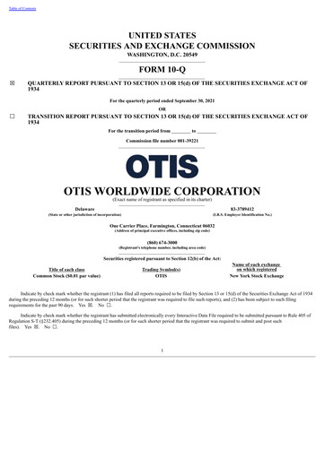 Thumbnail Otis Worldwide Quarterly Report 2021-q3