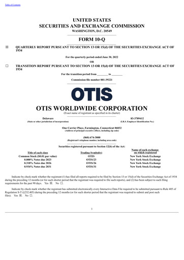Thumbnail Otis Worldwide Quarterly Report 2022-q2