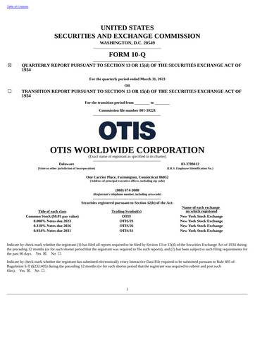 Thumbnail Otis Worldwide Quarterly Report 2023-q1