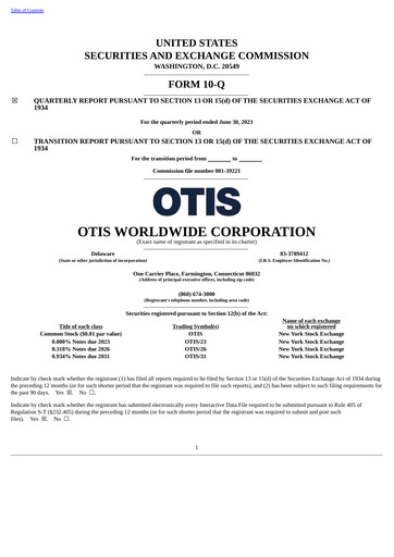 Thumbnail Otis Worldwide Quarterly Report 2023-q2