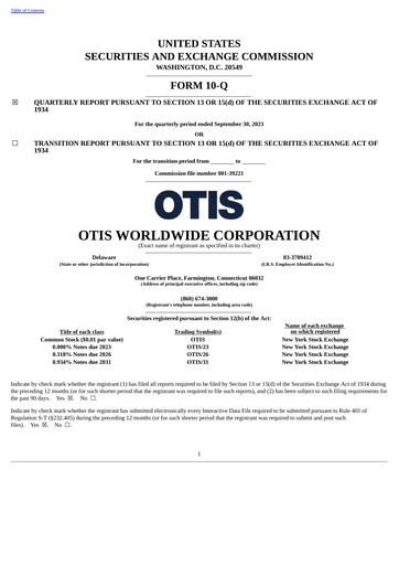 Thumbnail Otis Worldwide Quarterly Report 2023-q3