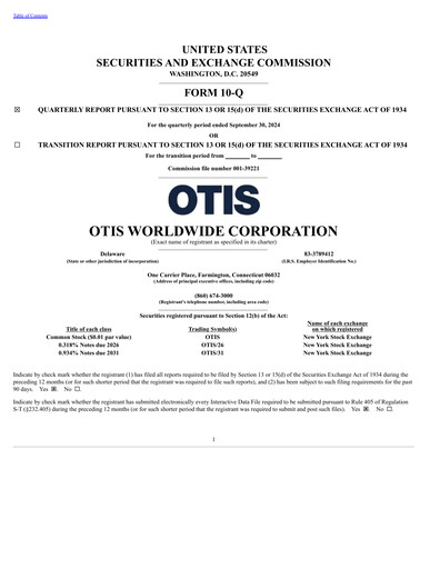 Thumbnail Otis Worldwide Quarterly Report 2024-q3