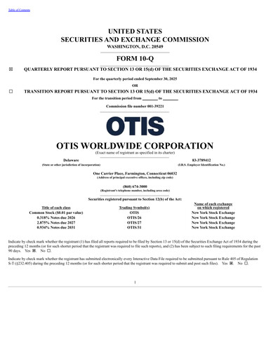 Thumbnail Otis Worldwide Quarterly Report 2025-q3