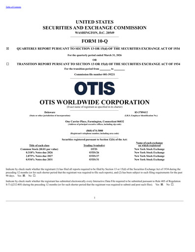 Thumbnail Otis Worldwide Quarterly Report 2026-q1