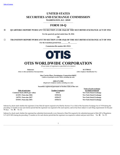 Thumbnail Otis Worldwide Quarterly Report 2026-q2