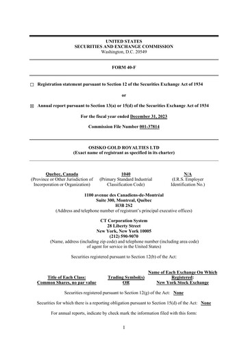 Miniature OR Royalties
 Rapport annuel 2023