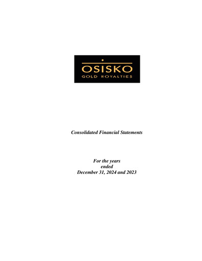 Thumbnail Osisko Gold Royalties
 Financial Statement fy2024