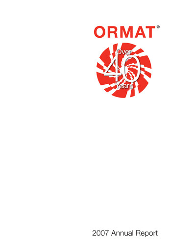 Thumbnail Ormat Technologies
 Annual Report 2007
