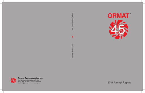 Thumbnail Ormat Technologies
 Annual Report 2011