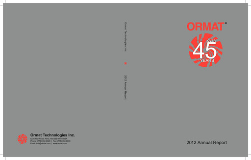 Thumbnail Ormat Technologies
 Annual Report 2012