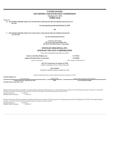 Thumbnail OneMain Financial
 Quarterly Report 2023-q1