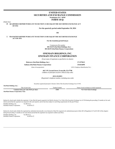 Thumbnail OneMain Financial
 Quarterly Report 2024-q3