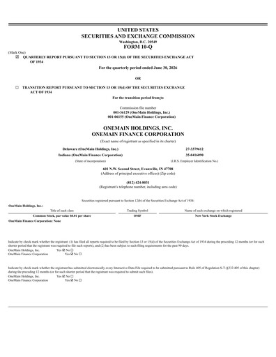 Thumbnail OneMain Financial
 Quarterly Report 2026-q2