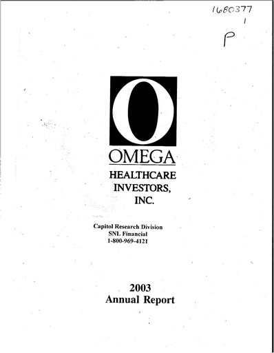 Thumbnail Omega Healthcare Investors Annual Report 2003