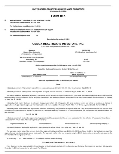 Thumbnail Omega Healthcare Investors Annual Report 2016