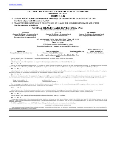 Thumbnail Omega Healthcare Investors Annual Report 2020