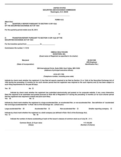 Thumbnail Omega Healthcare Investors Quarterly Report 2013-q2