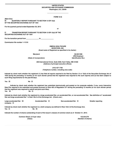Thumbnail Omega Healthcare Investors Quarterly Report 2013-q3