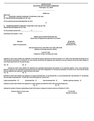 Thumbnail Omega Healthcare Investors Quarterly Report 2014-q3