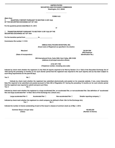 Thumbnail Omega Healthcare Investors Quarterly Report 2015-q1
