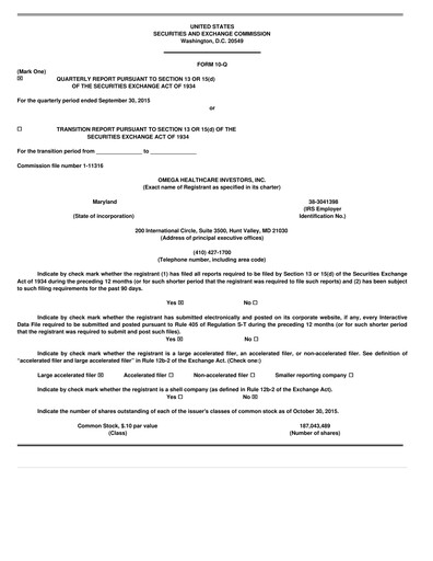 Thumbnail Omega Healthcare Investors Quarterly Report 2015-q3