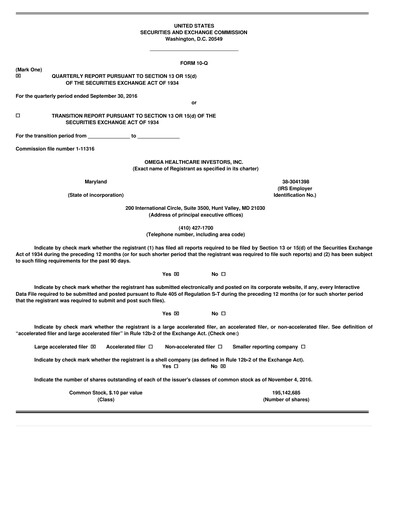 Thumbnail Omega Healthcare Investors Quarterly Report 2016-q3