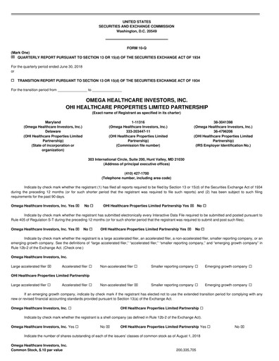 Thumbnail Omega Healthcare Investors Quarterly Report 2018-q2