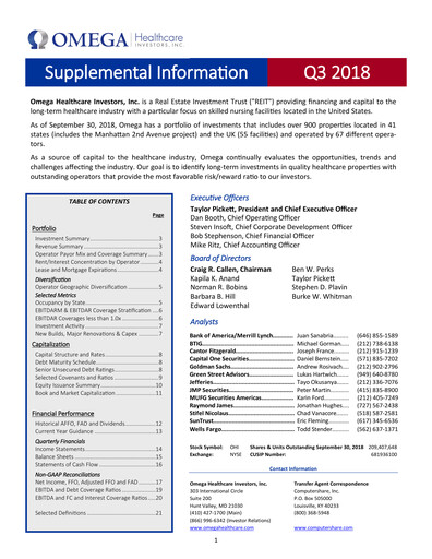 Thumbnail Omega Healthcare Investors Quarterly Report 2018-q3