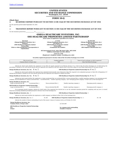 Thumbnail Omega Healthcare Investors Quarterly Report 2020-q3