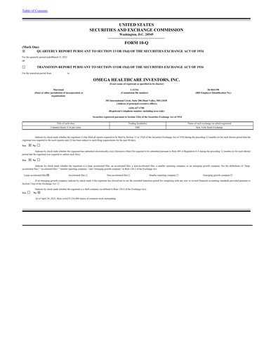Thumbnail Omega Healthcare Investors Quarterly Report 2022-q1