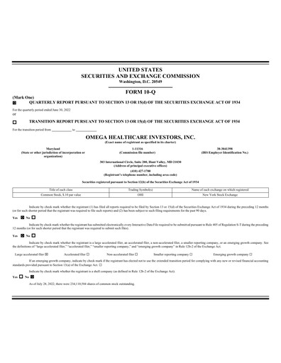 Thumbnail Omega Healthcare Investors Quarterly Report 2022-q2