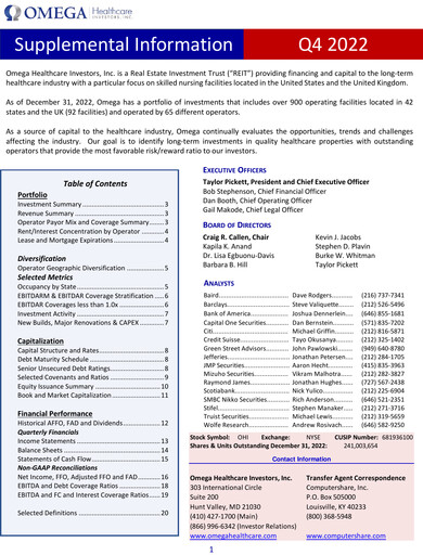 Thumbnail Omega Healthcare Investors Quarterly Report 2022-q4