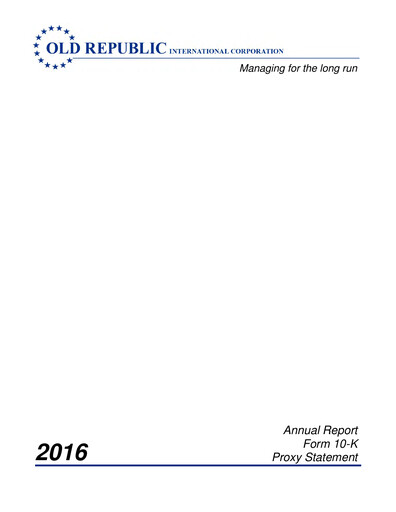 Thumbnail Old Republic International
 Annual Report 2016