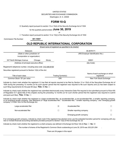 Thumbnail Old Republic International
 Quarterly Report 2019-q2