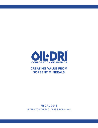 Thumbnail Oil-Dri Corporation Of America
 Annual Report 2018