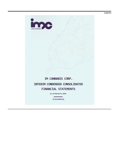 Thumbnail IM Cannabis Financial Statement 2026-q1