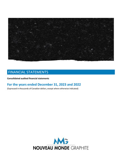 Thumbnail Nouveau Monde Graphite Financial Statement 2023