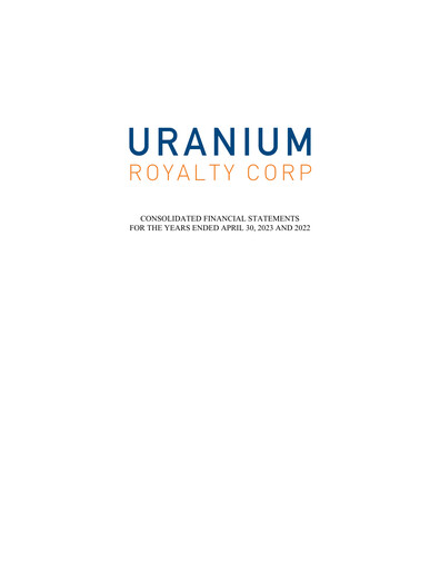 Thumbnail Uranium Royalty Financial Statement fy2023