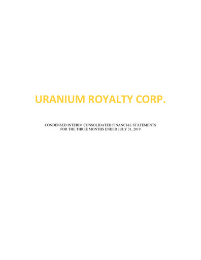 Thumbnail Uranium Royalty Quarterly Report fy2020-q1
