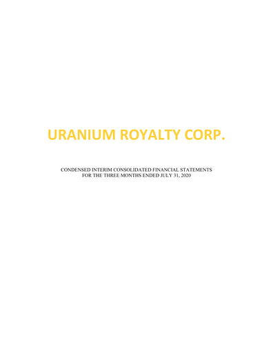 Thumbnail Uranium Royalty Quarterly Report fy2021-q1