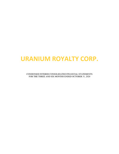 Thumbnail Uranium Royalty Quarterly Report fy2021-q2