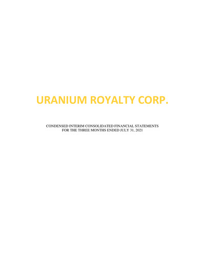 Thumbnail Uranium Royalty Quarterly Report fy2022-q1