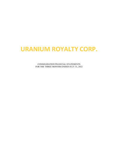 Thumbnail Uranium Royalty Quarterly Report fy2023-q1