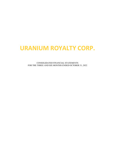 Thumbnail Uranium Royalty Quarterly Report fy2023-q2
