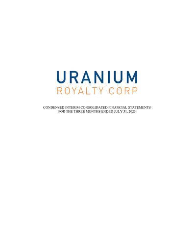 Thumbnail Uranium Royalty Quarterly Report fy2024-q1
