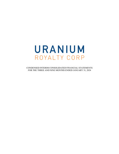 Thumbnail Uranium Royalty Quarterly Report fy2024-q3